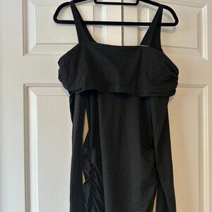 Long Sleeve Black Dress Draped Sleeves